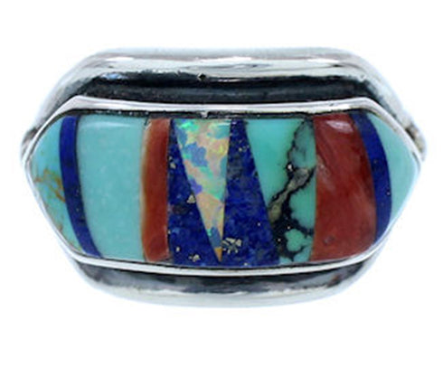 Multicolor Southwest Sterling Silver Jewelry Ring Size 8-1/4 YS72436